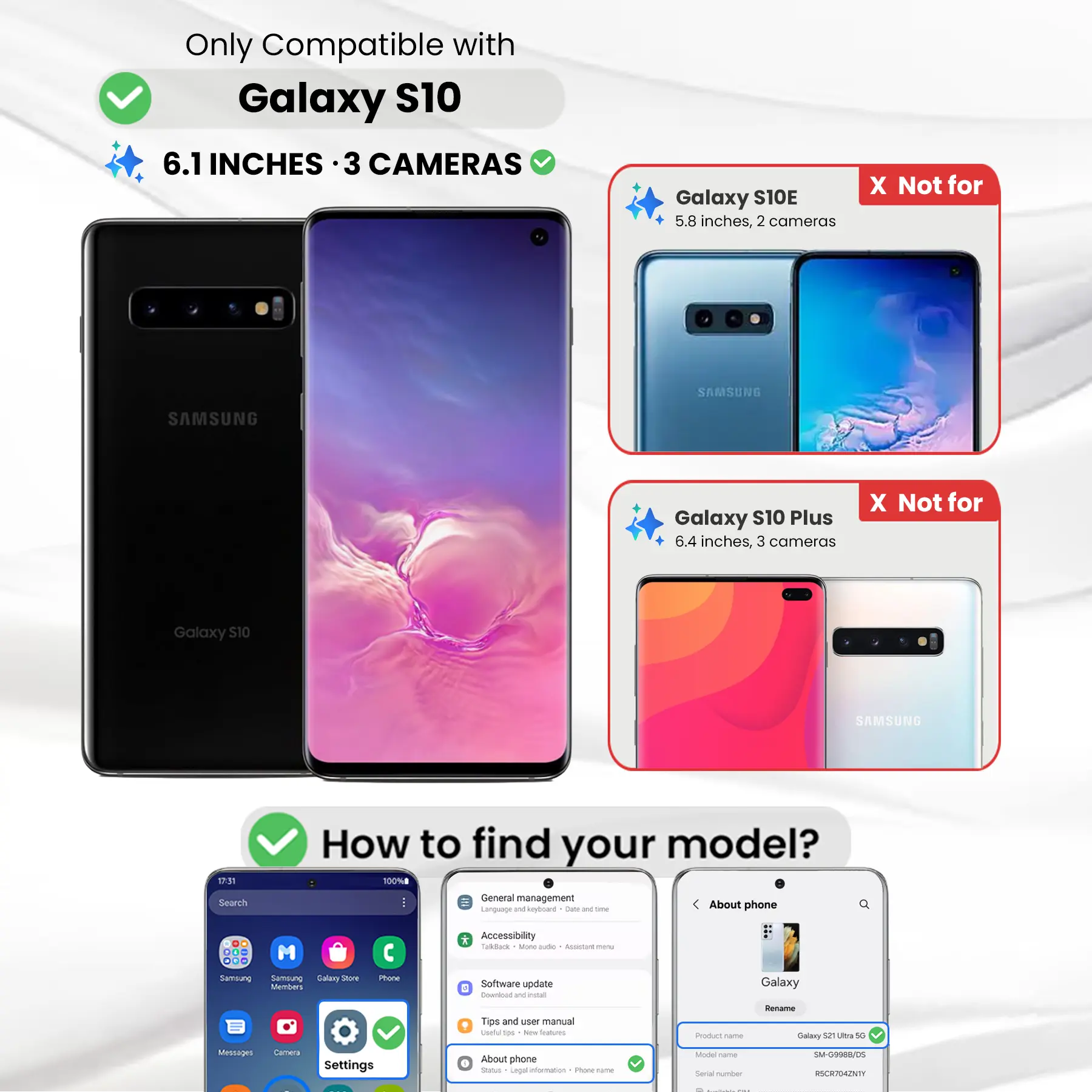 Entronix Clear Screen Protector Compatible with Galaxy S10 - 2-Piece Combo