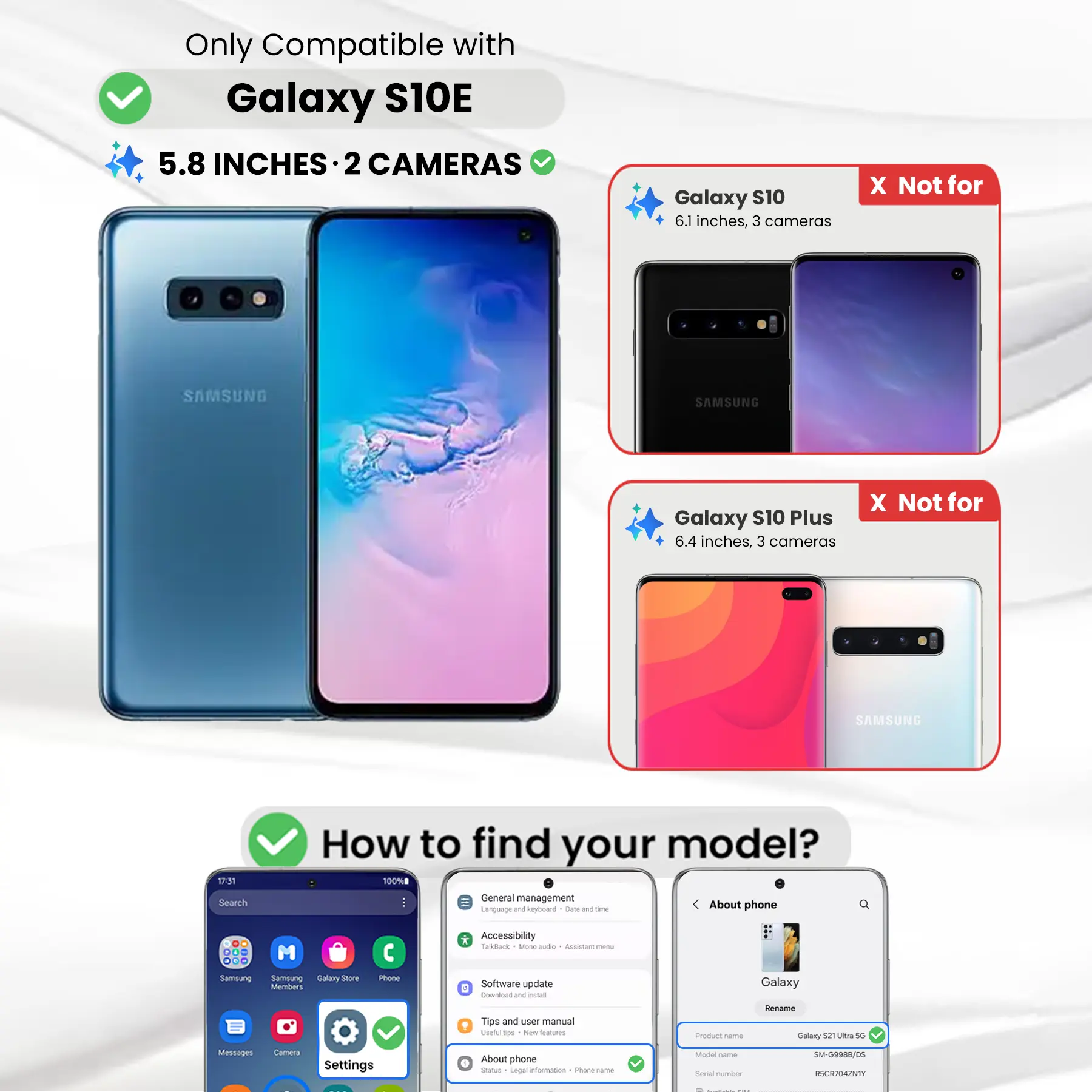 Entronix Clear Screen Protector Compatible with Galaxy S10e - 2-Piece Combo