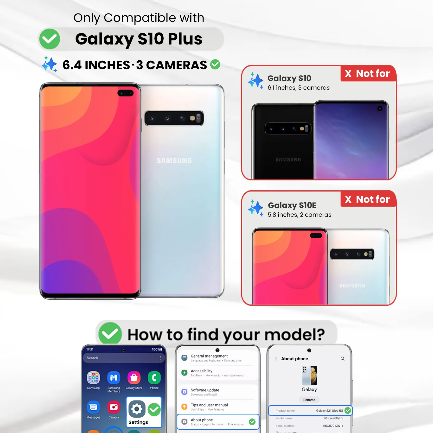 Entronix Clear Screen Protector Compatible with Galaxy S10 Plus - 2-Piece Combo