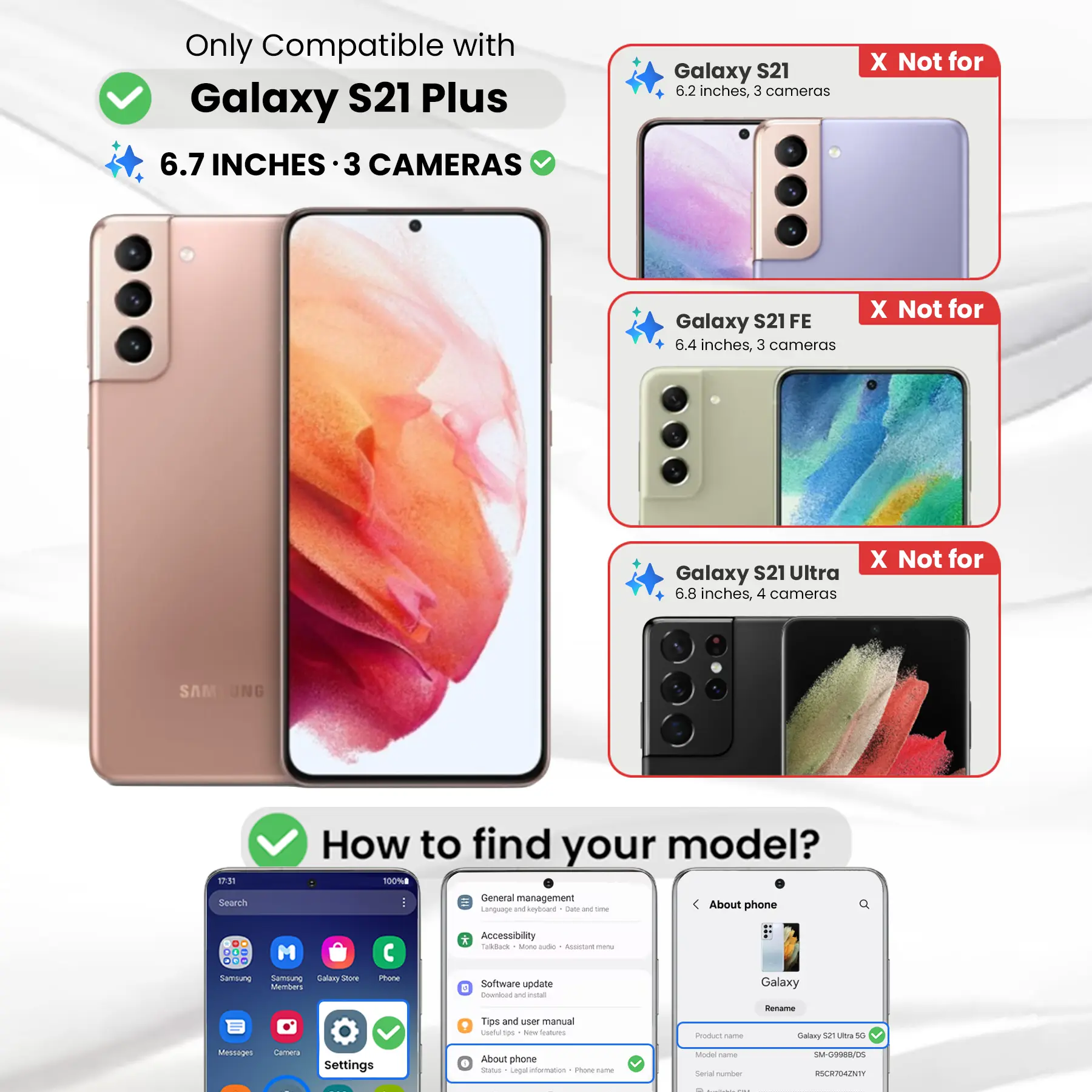 Entronix Anti-Spy Privacy Screen Protector & Camera Lens Protector Compatible with Galaxy S21 Plus - 6-Piece Combo