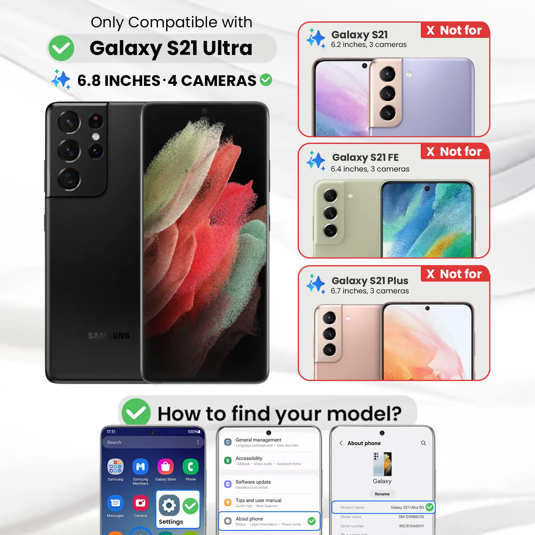 Entronix Anti-Spy Privacy Screen Protector & Camera Lens Protector Compatible with Galaxy S21 Ultra - 4-Piece Combo