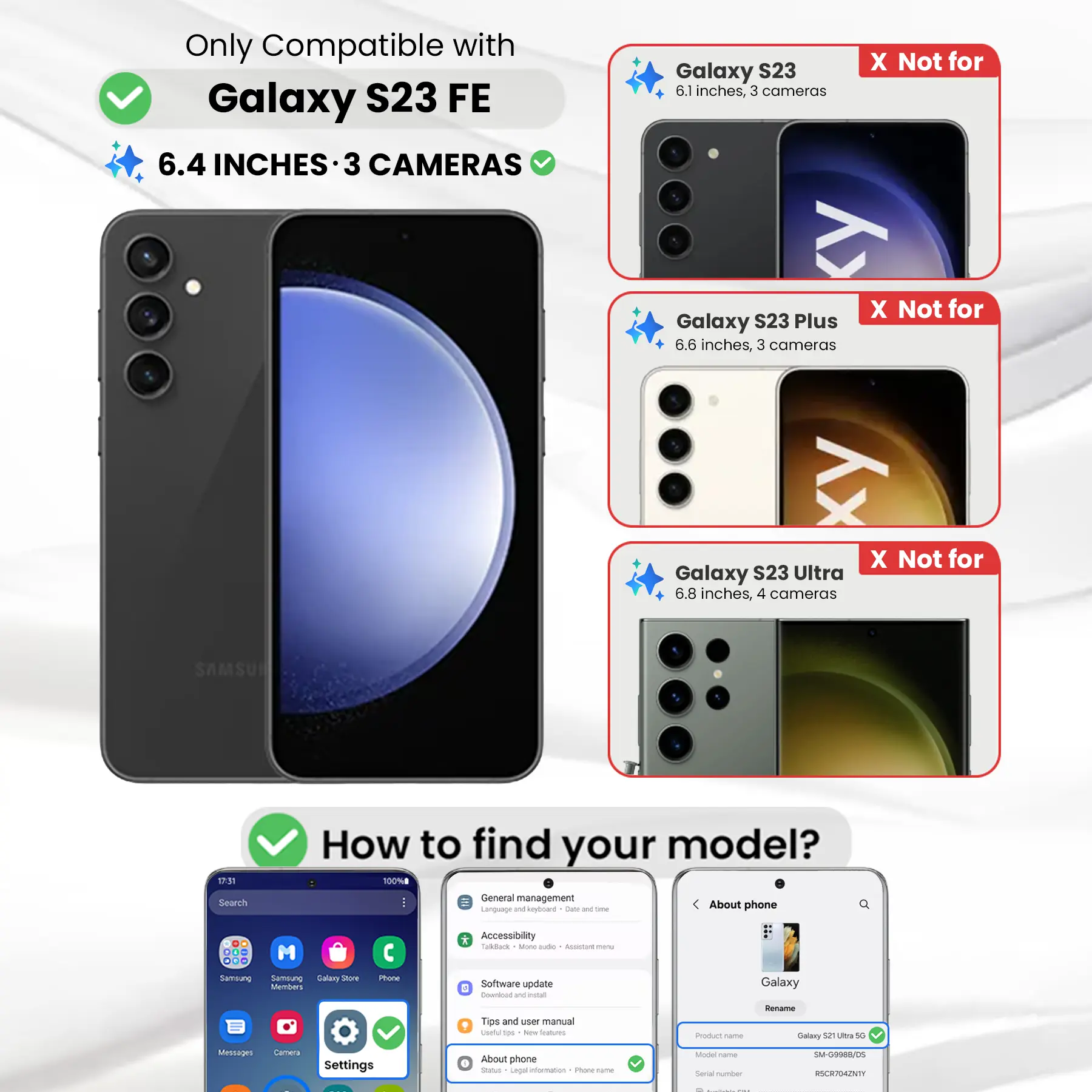 Entronix Case Compatible with Galaxy S23 FE - [Hard Back] Clear Cover