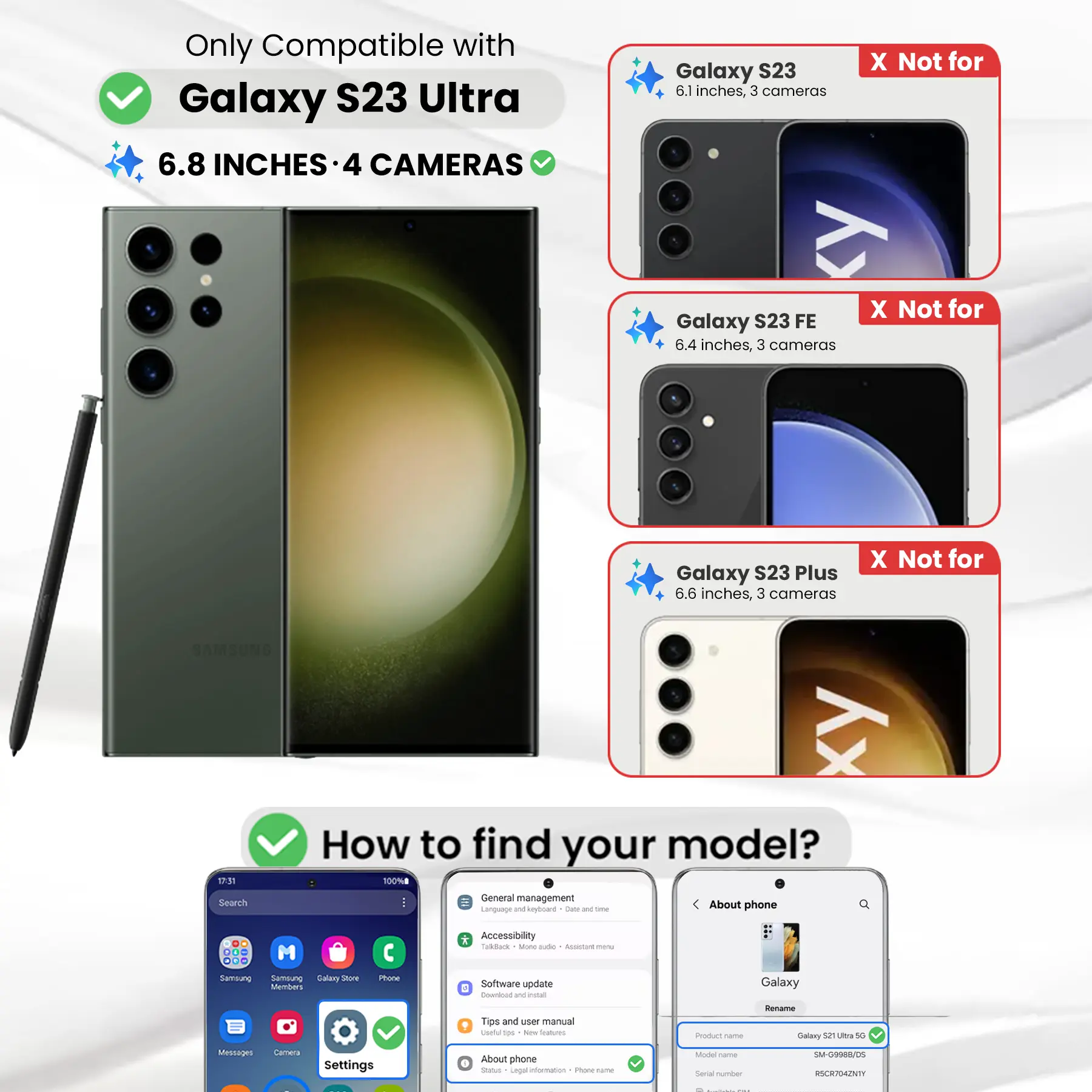 Entronix Anti-Spy Privacy Screen Protector & Camera Lens Protector Compatible with Galaxy S23 Ultra - 4-Piece Combo