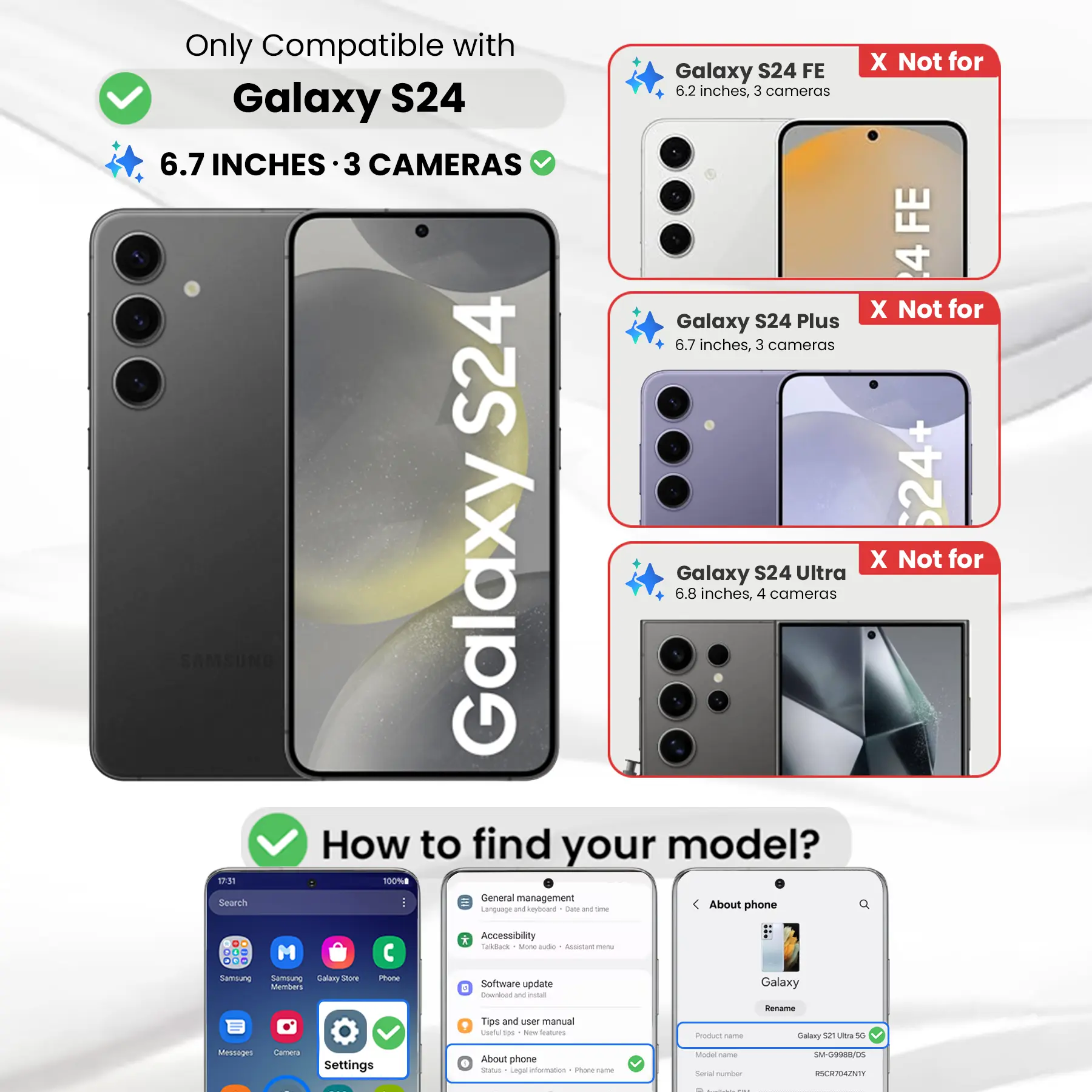 Entronix Anti-Spy Privacy Screen Protector & Camera Lens Protector Compatible with Galaxy S24 - 4-Piece Combo