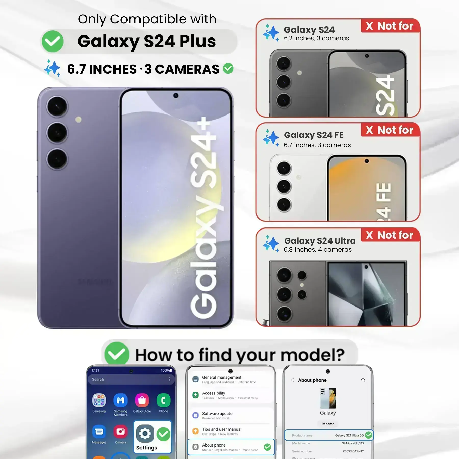 Entronix Anti-Spy Privacy Screen Protector Compatible with Galaxy S24 Plus - 3-Piece Combo ENTRONIX