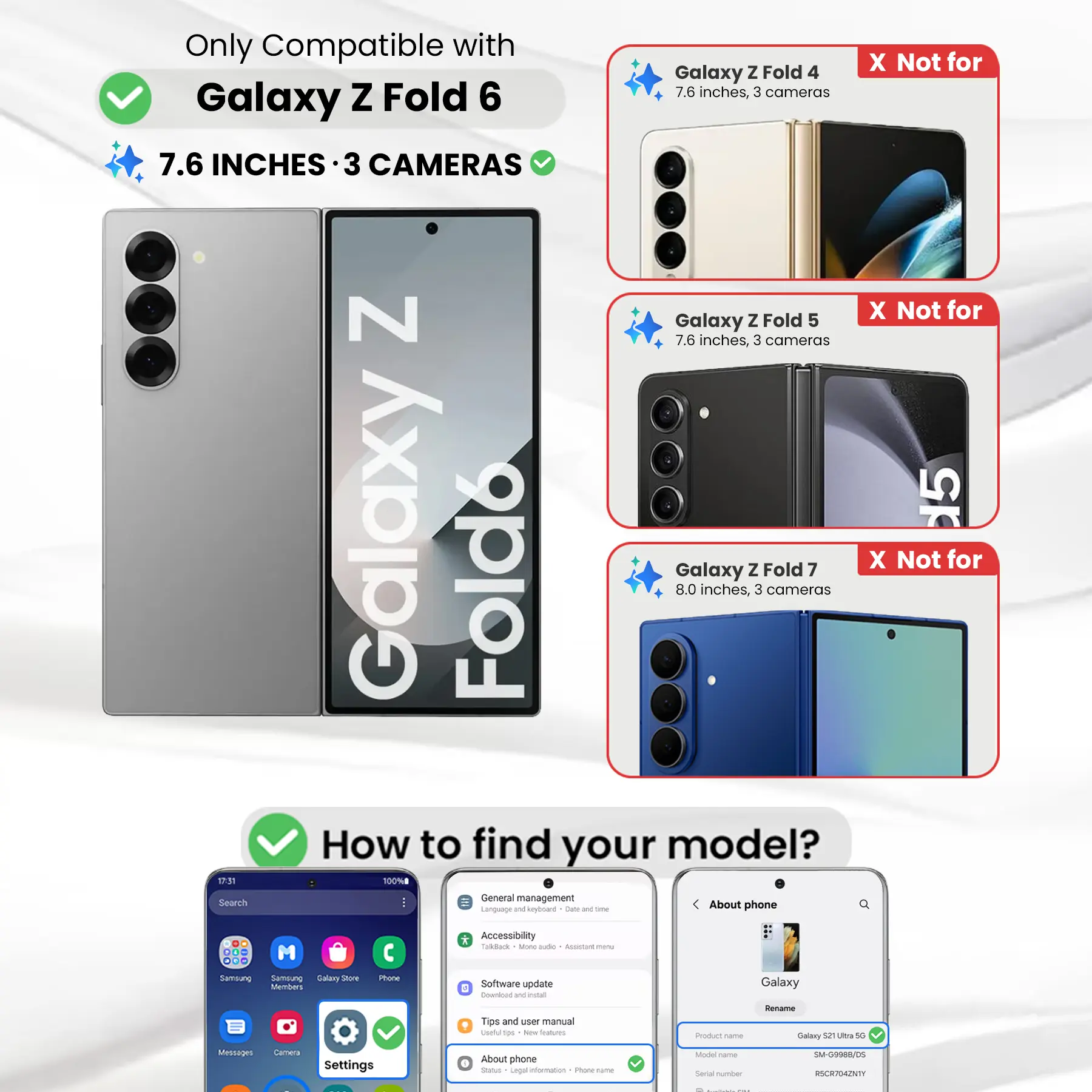 Entronix Case Compatible with Galaxy Z Fold 6 - Soft-Touch Dual-Layer Sleek Cover