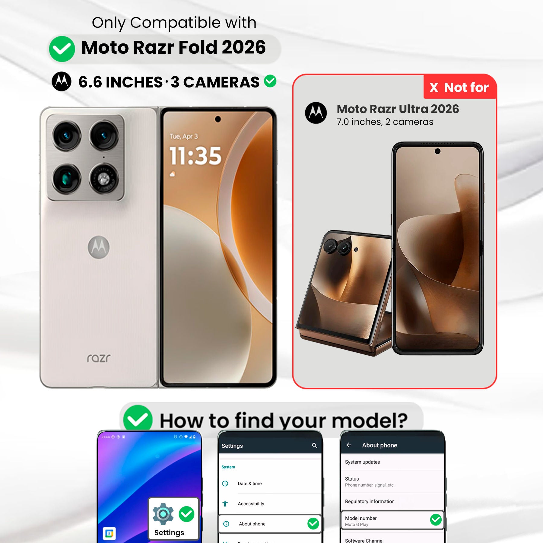 Entronix [Magnetic] Case Compatible with Moto Razr Fold 2026 - [Hard Back] Clear Cover