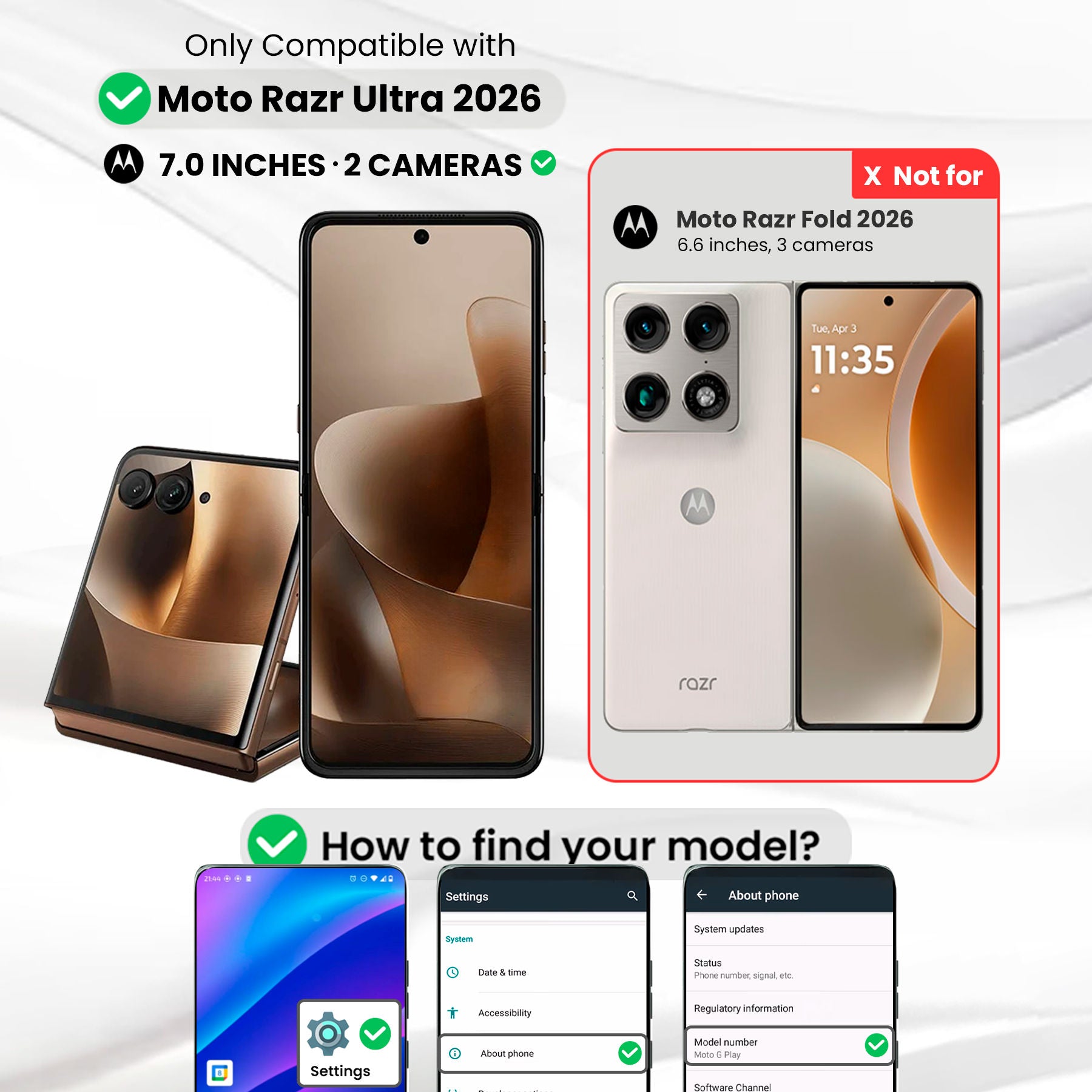 Entronix [Magnetic] Case Compatible with Moto Razr Ultra 2026 - [Hard Back] Clear Cover