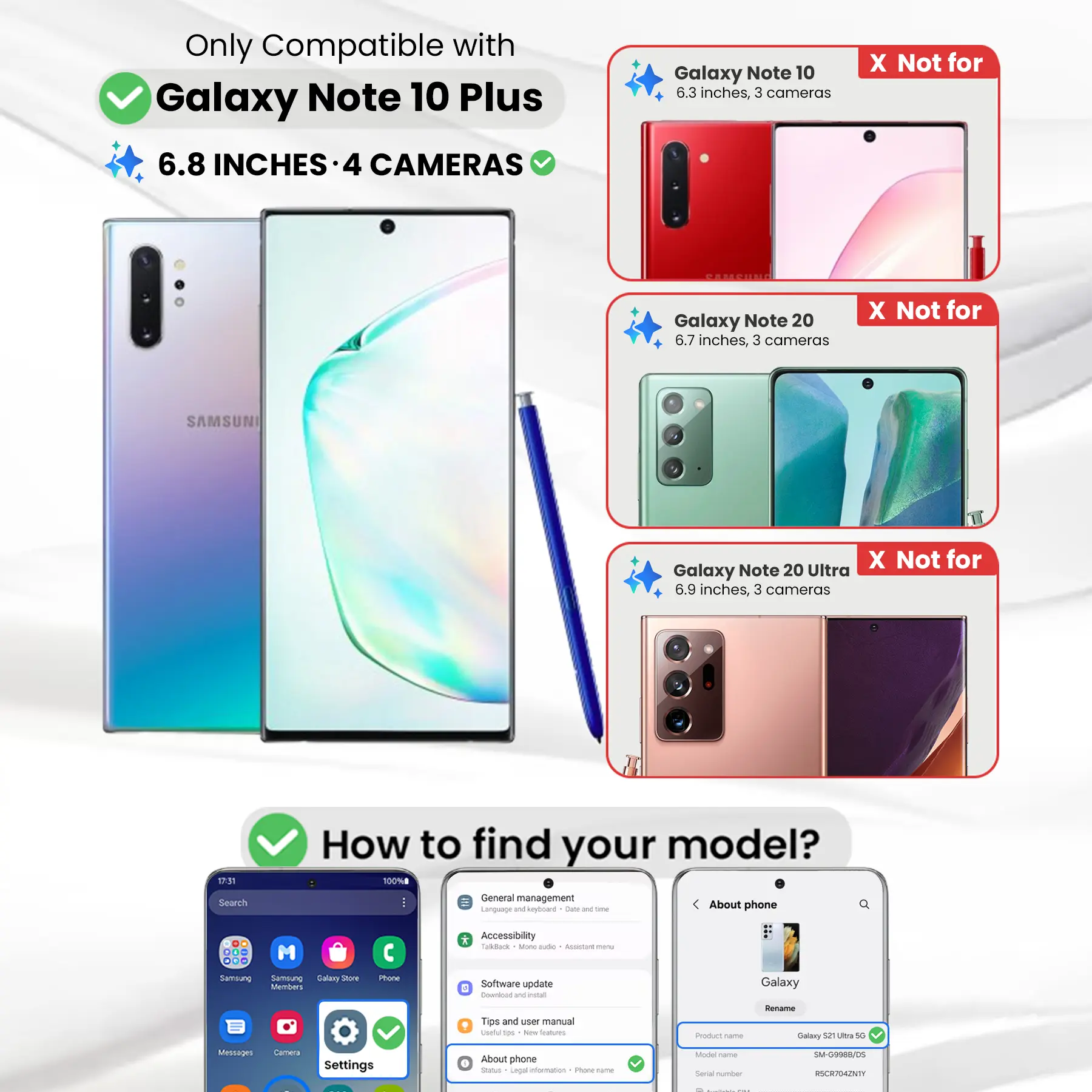 Entronix Case Compatible with Galaxy Note 10 Plus- Triple-Layer Heavy Duty Protection