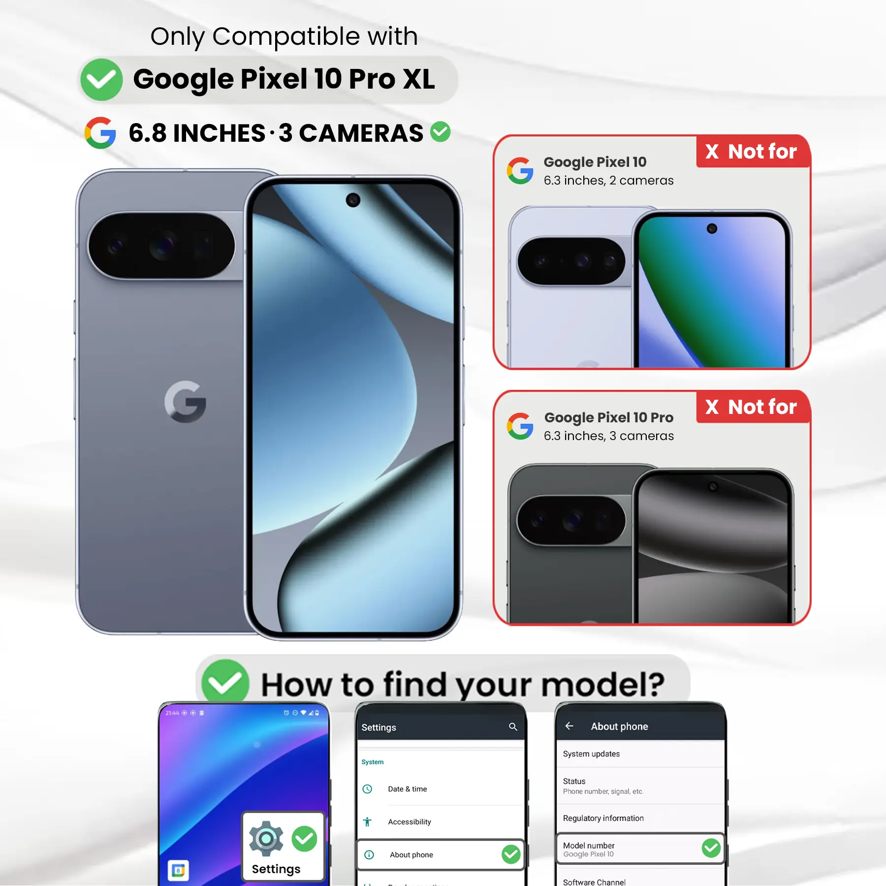 Entronix [Magnetic] Case Compatible with Pixel 10 Pro XL - [Hard Back] Slim Clear