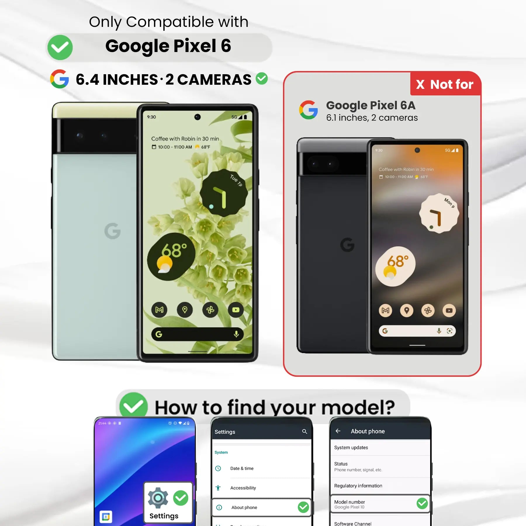 Entronix Bundle Compatible with Pixel 6 - Heavy Duty Case & 1 Clear Screen Protector