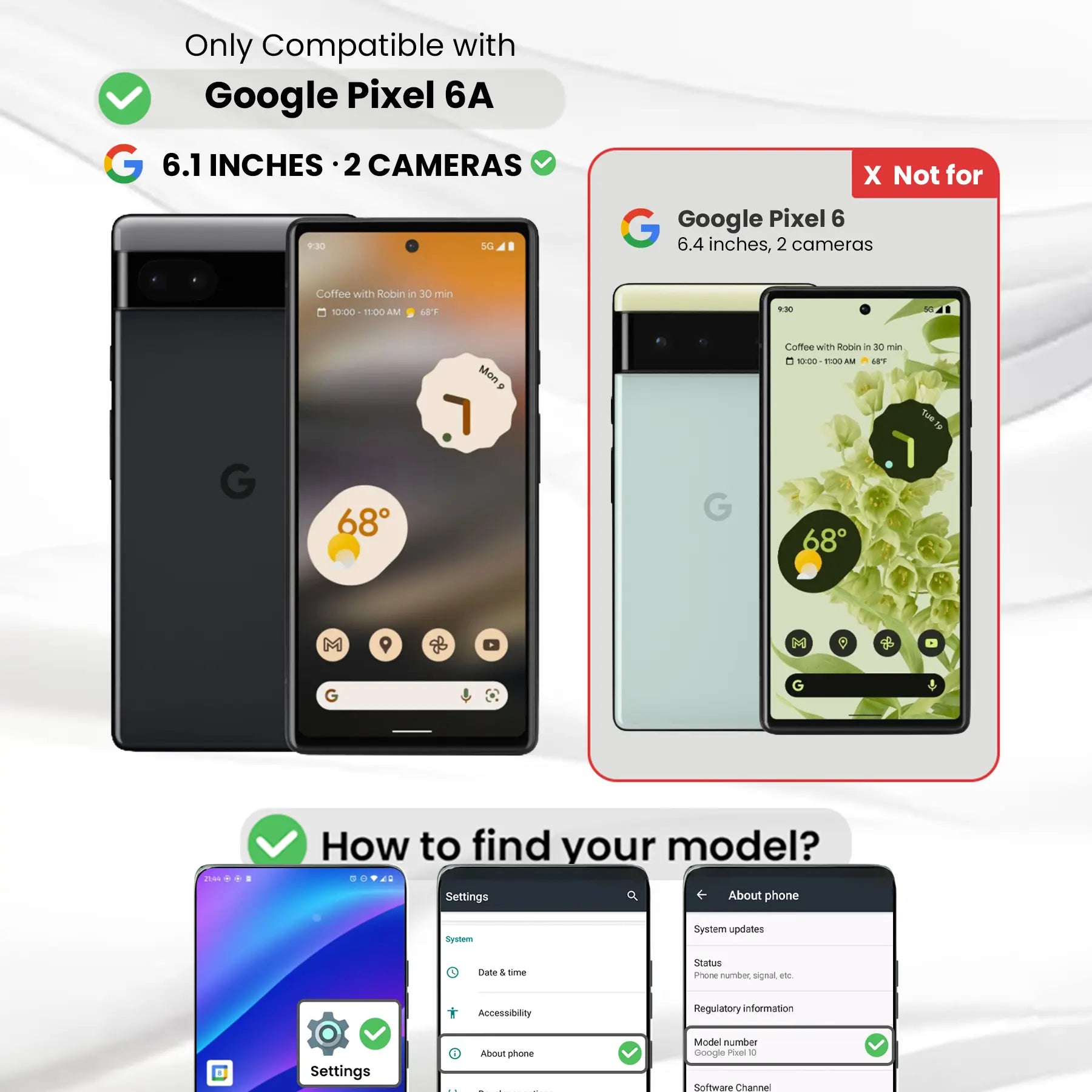 Entronix Bundle Compatible with Pixel 6a - Heavy Duty Case & 1 Clear Screen Protector