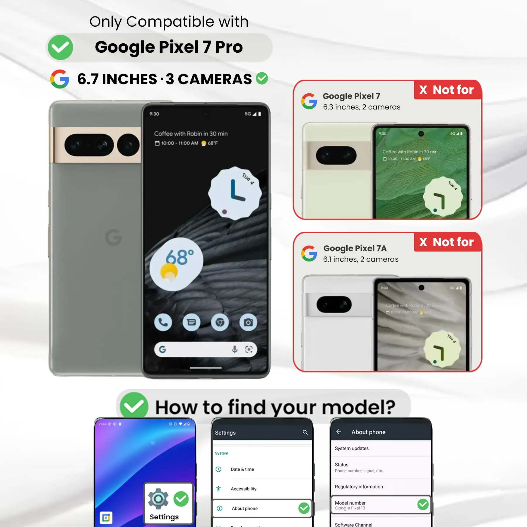 Entronix Bundle Compatible with Pixel 7 Pro - Clear Case & 2 Clear Screen Protectors
