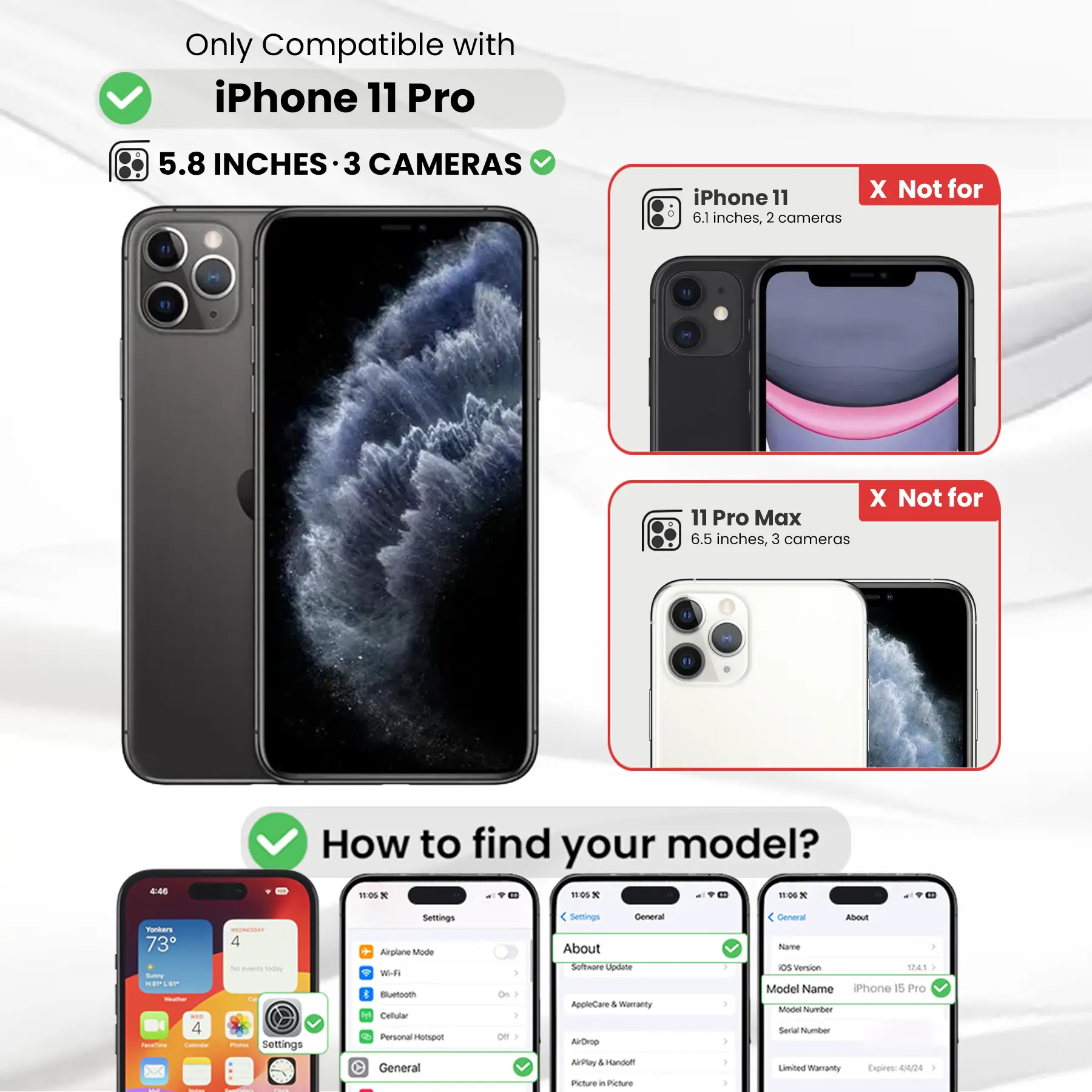 Entronix Anti-Spy Privacy Screen Protector & Camera Lens Protector Compatible with iPhone 11 Pro - 4-Piece Combo