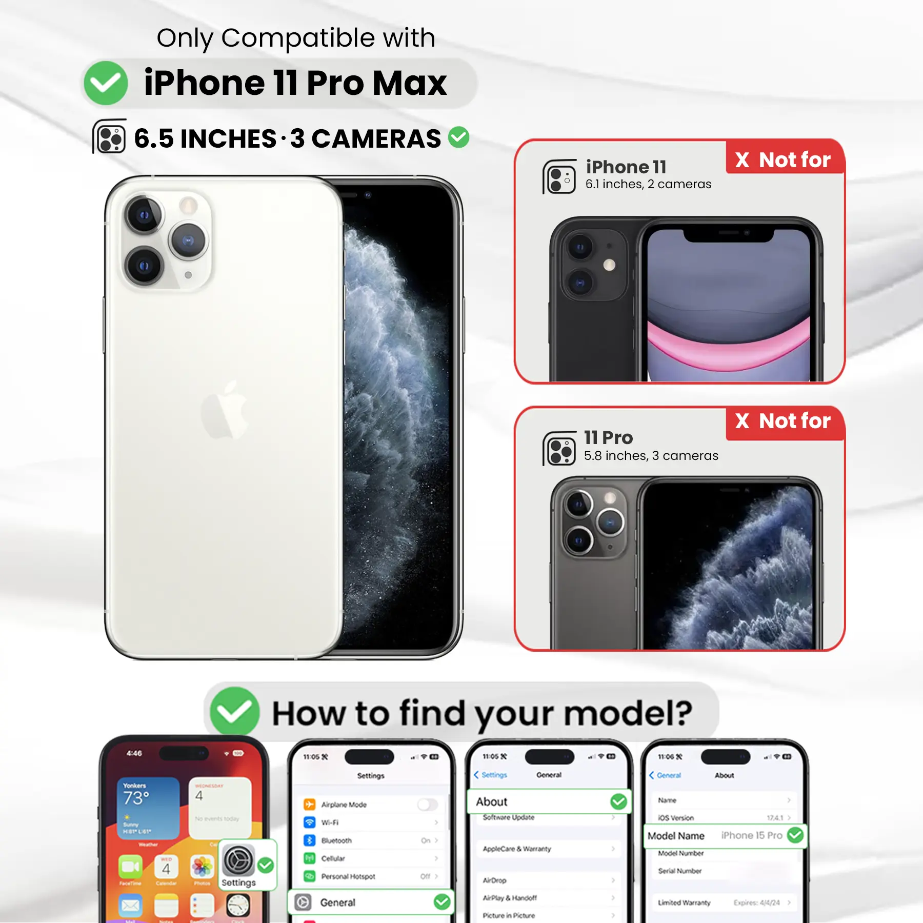 Entronix Bundle Compatible with iPhone 11 Pro Max - [Hard Back] Clear Case & 2 Clear Screen Protectors