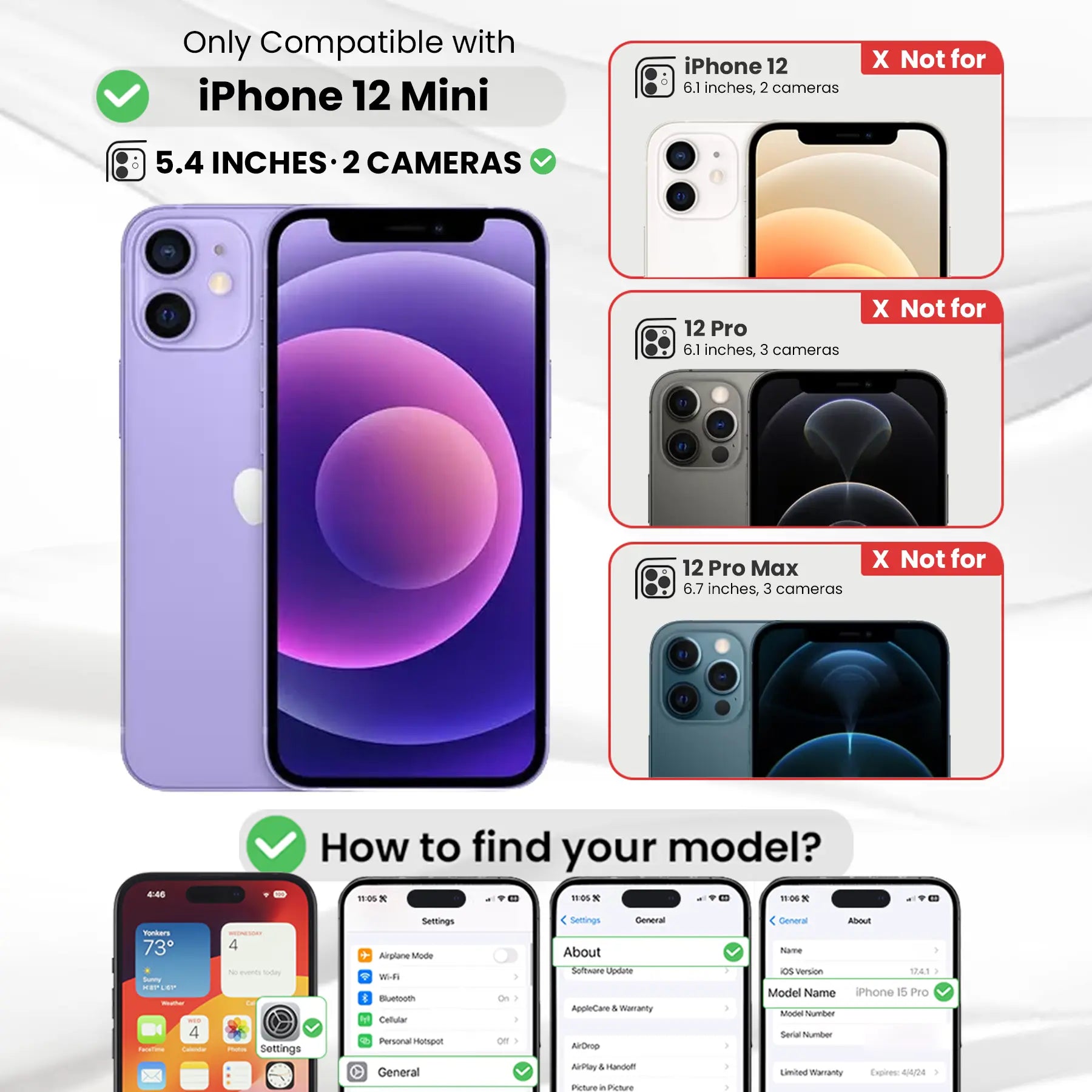 Entronix Anti-Spy Privacy Screen Protector & Camera Lens Protector Compatible with iPhone 12 Mini - 6-Piece Combo