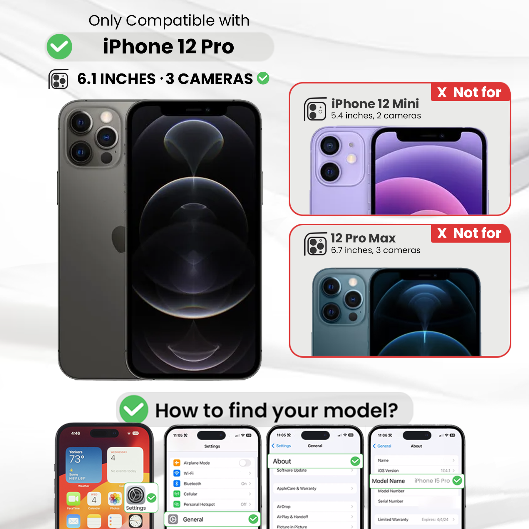 Entronix Bundle Compatible with iPhone 12 Pro - [Magnetic] Clear Case, 2 Clear Screen Protectors & 2 Camera Lens Protectors ENTRONIX