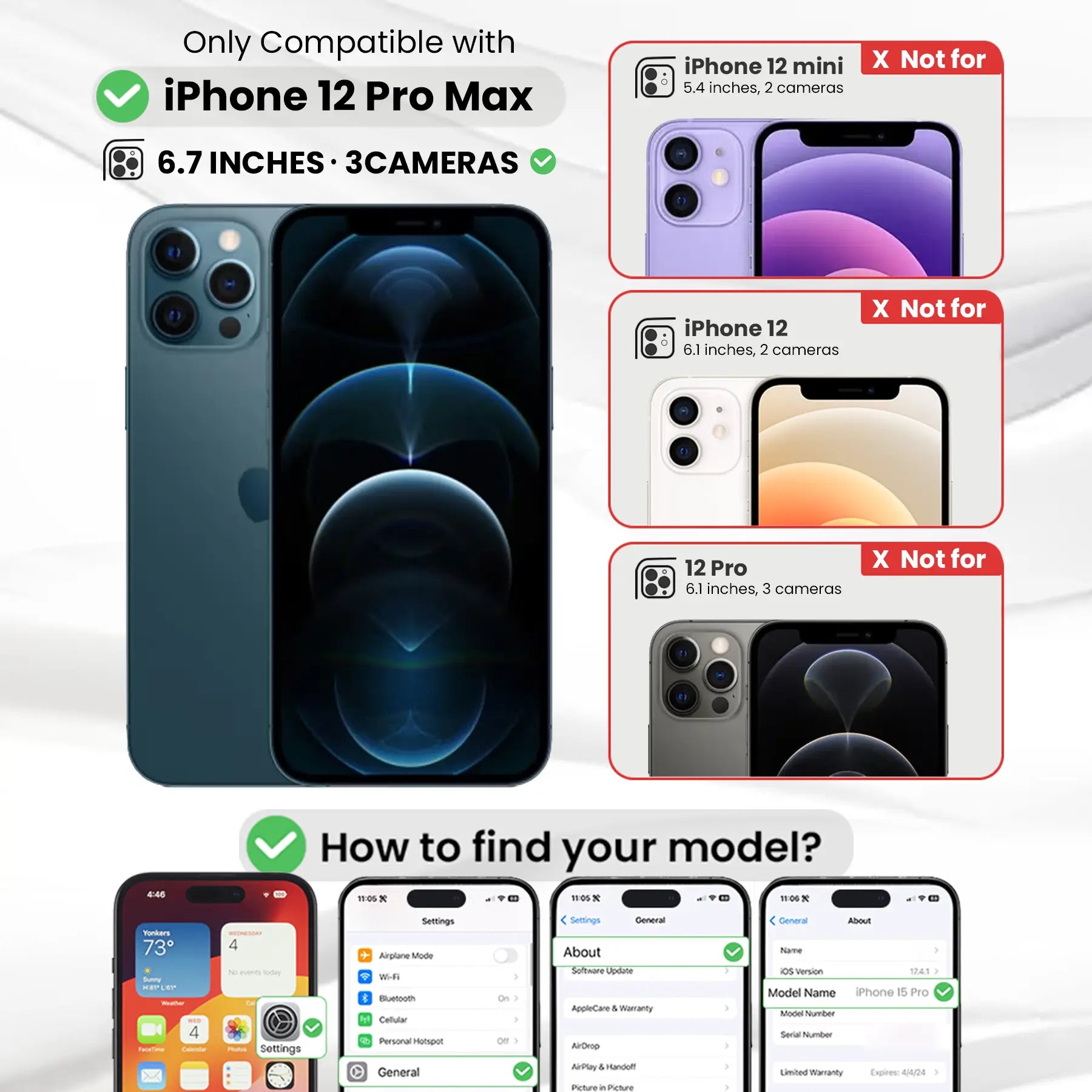 Entronix Anti-Spy Privacy Screen Protector & Camera Lens Protector Compatible with iPhone 12 Pro Max - 6-Piece Combo
