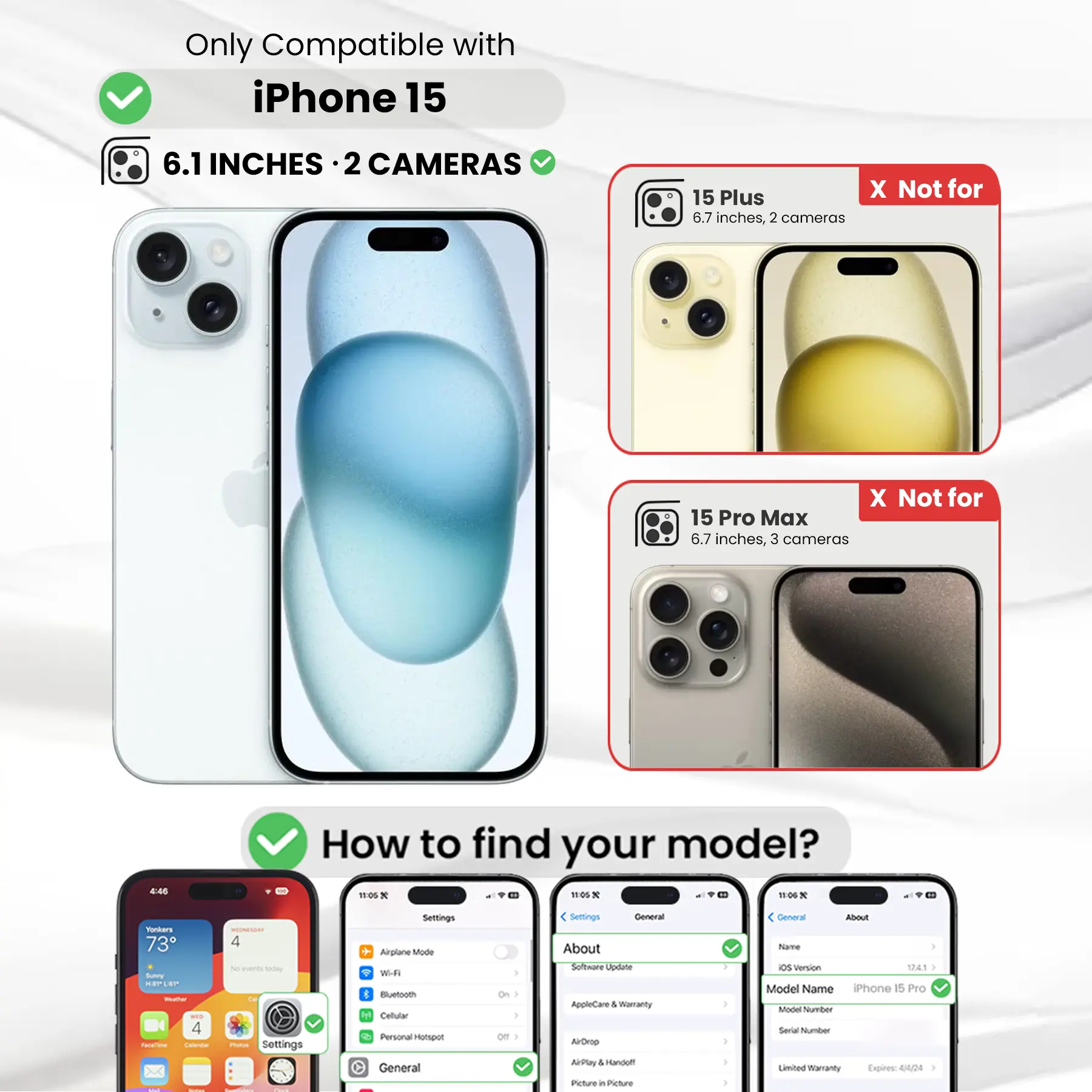 Entronix Anti-Spy Privacy Screen Protector & Camera Lens Protector Compatible with iPhone 15 - 4-Piece Combo