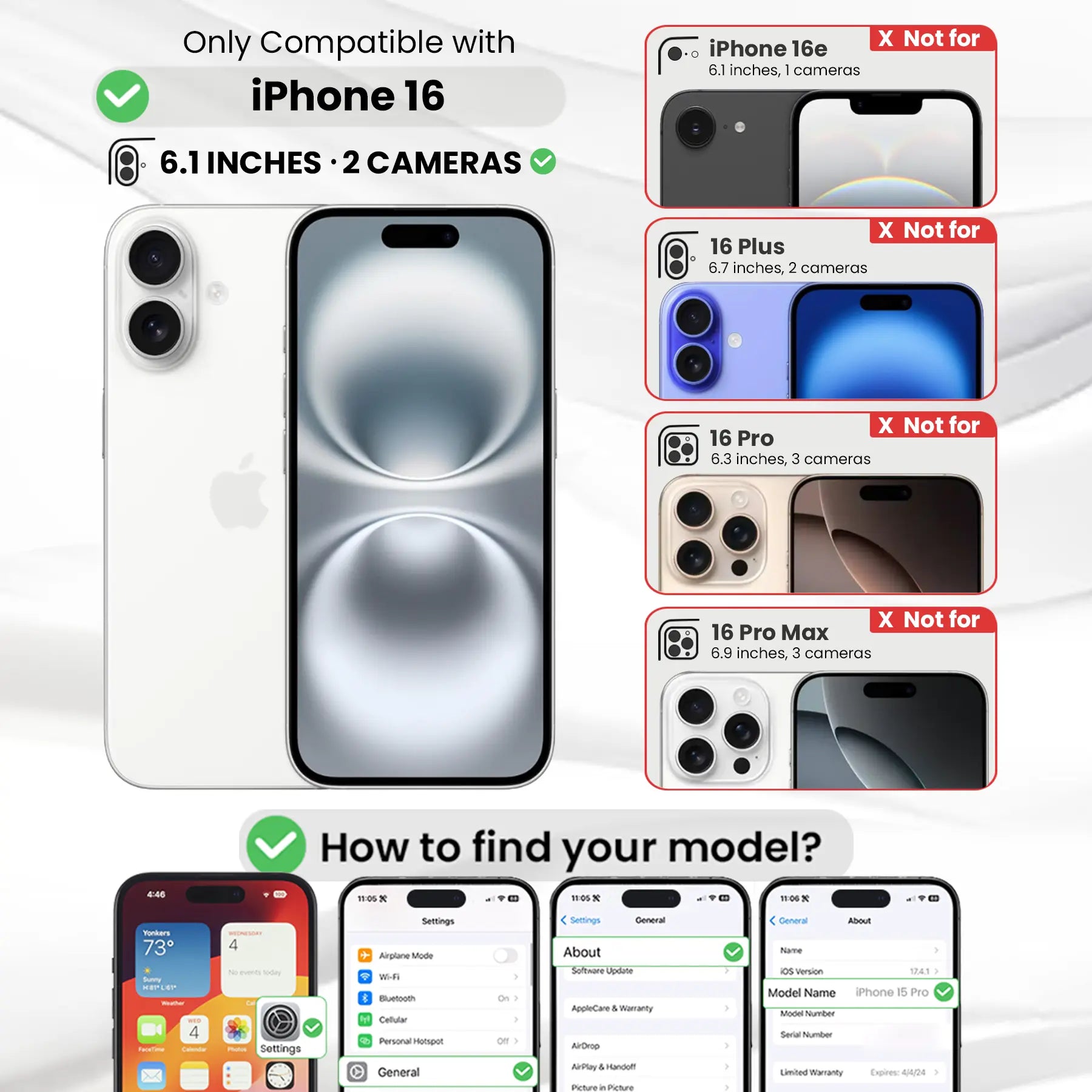 Entronix Clear Camera Lens Protector Compatible with iPhone 16 - 2-Piece Combo