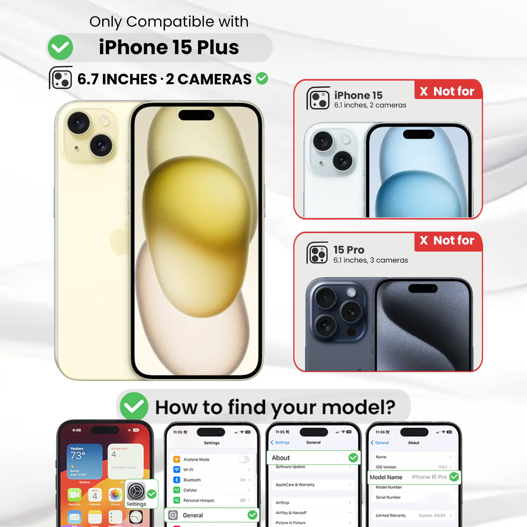 Entronix Anti-Spy Privacy Screen Protector & Camera Lens Protector Compatible with iPhone 15 Plus - 6-Piece Combo