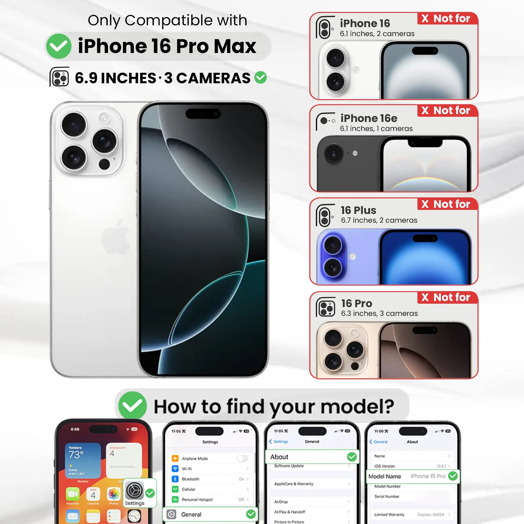 Entronix [Magnetic] Case Compatible with iPhone 16 Pro Max - [Hard Back] Clear Cover