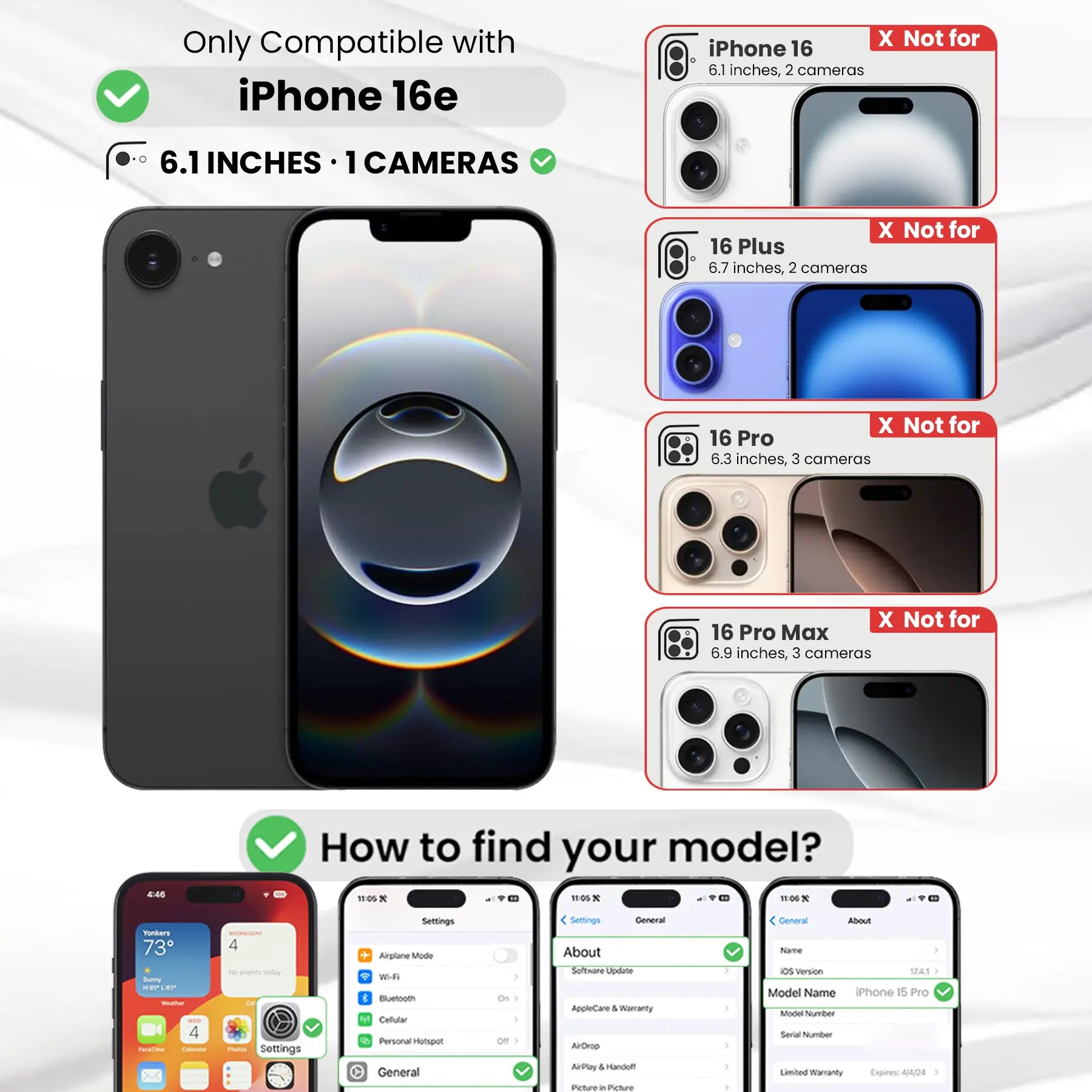 Entronix [Magnetic] Case Compatible with iPhone 16E - [Hard Back] Clear Cover