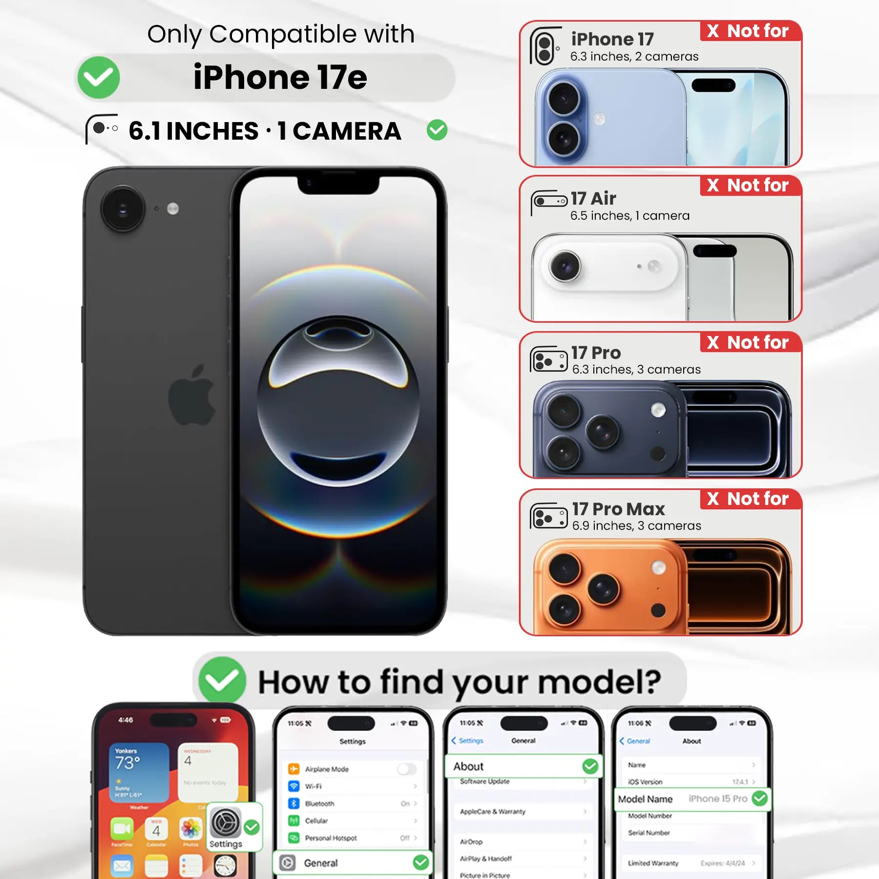 Entronix Clear Screen Protector Compatible with iPhone 17e - 2-Piece Combo