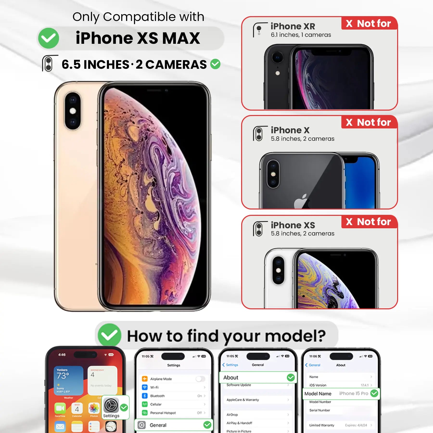 Entronix Bundle Compatible with iPhone XS Max - [Hard Back] Clear Case & 2 Clear Screen Protectors