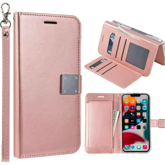 Entronix Folio Wallet Case for Apple iPhone 15 Pro, Leather Wallet & Lanyard Bumper Cover, - Entro Retail