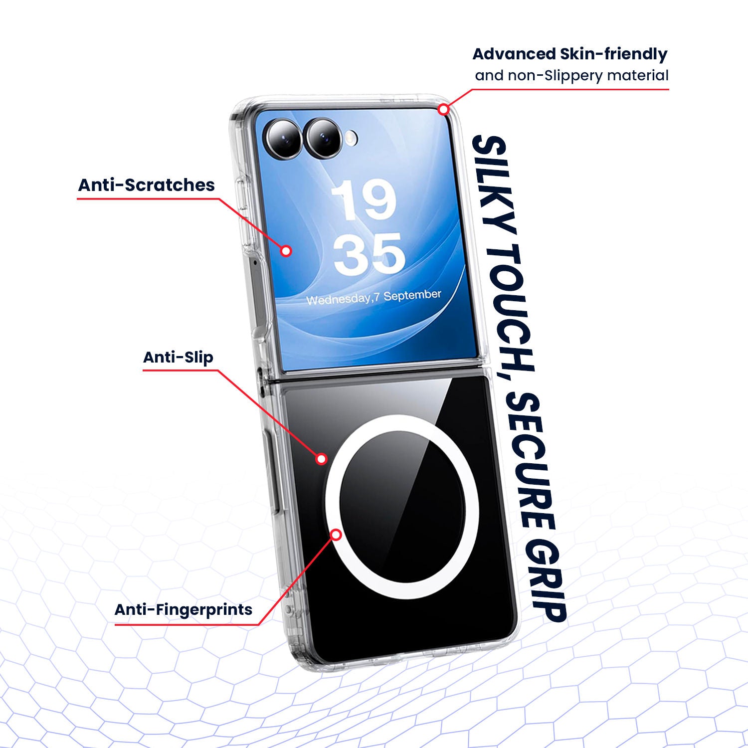 Entronix [Magnetic] Case Compatible with Galaxy Z Flip 8 - [Hard Back] Clear Cover