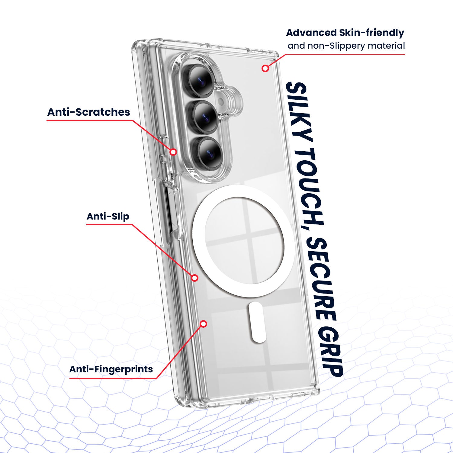 Entronix [Magnetic] Case Compatible with Galaxy Z Fold 8 - [Hard Back] Clear Cover