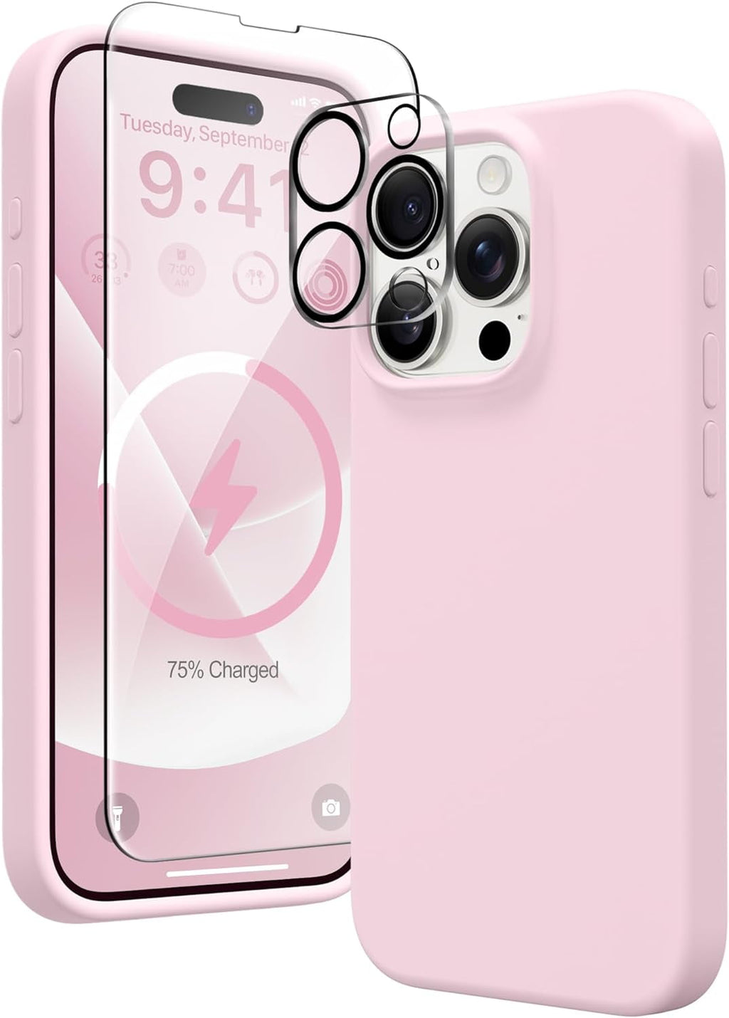 Entronix Apple iPhone 11 Pro Max 3-in-1 Bundle - Liquid Silicone Case, 1 Clear Screen Protector & 1 Camera Lens Protector, - Entro Retail