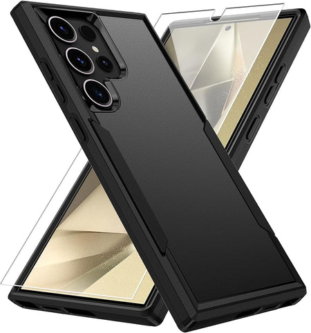 Entronix Heavy Duty Case Designed for Samsung Galaxy S24 Ultra Case with 1Pc Tempered Glass Screen Protector, Shockproof Dropproof Anti-Scratch Case - Entro Retail