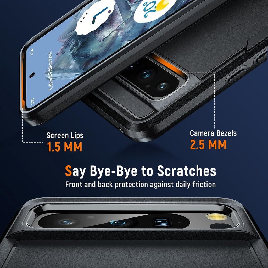 Entronix Bundle Compatible with Pixel 7 Pro - Soft-Touch Dual-Layer Case & 2 Clear Screen Protector