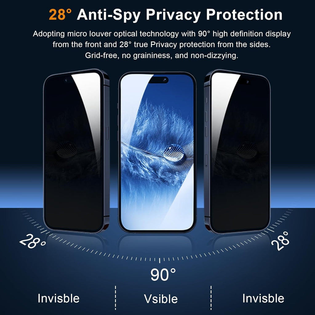 Entronix Anti-Spy Privacy Screen Protector Compatible with iPhone 17 Pro - 3-Piece Combo