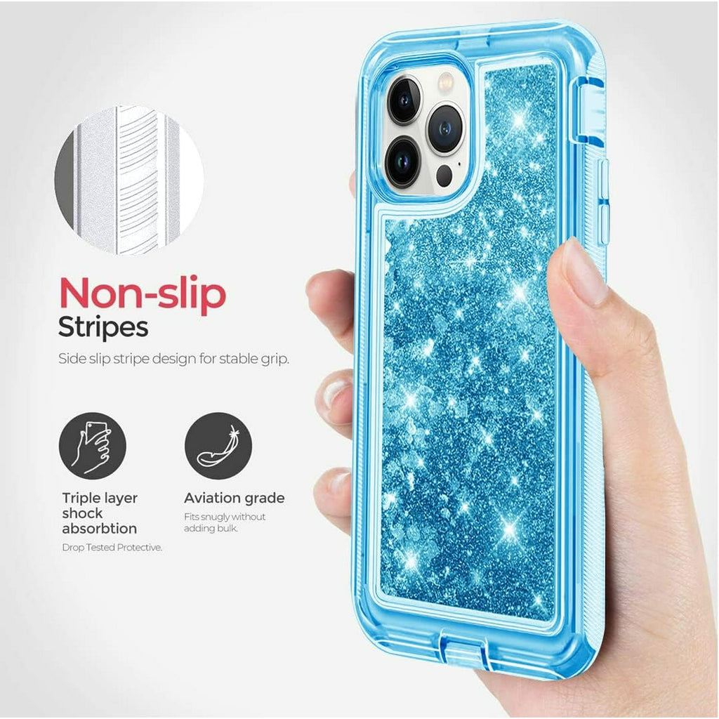 Entronix Case Compatible with iPhone 16E - Liquid Glitter Triple-Layer Heavy Duty Protection