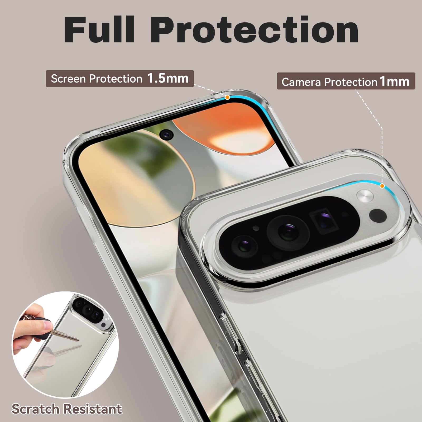 Entronix Bundle Compatible with Pixel 9 Pro XL - Clear Case & 1 Clear Screen Protector