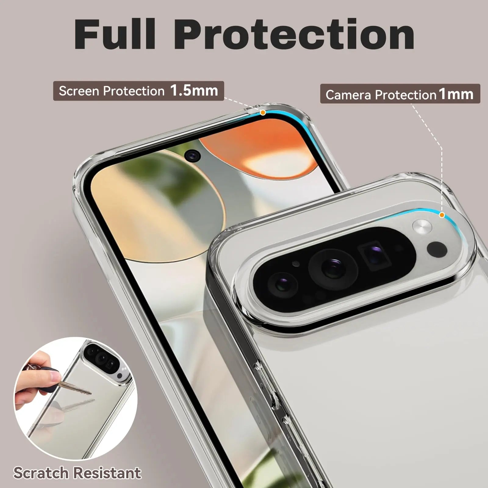 Entronix Bundle Compatible with Pixel 9 Pro XL - Clear Case & 2 Clear Screen Protectors - Entronix
