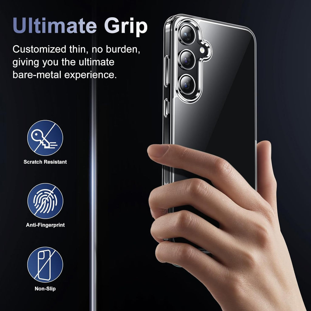 Entronix Bundle Compatible with Galaxy S25 - [Hard] Clear Case, 2 Clear Clear Screen Protector & 2 Camera Lens Protectors