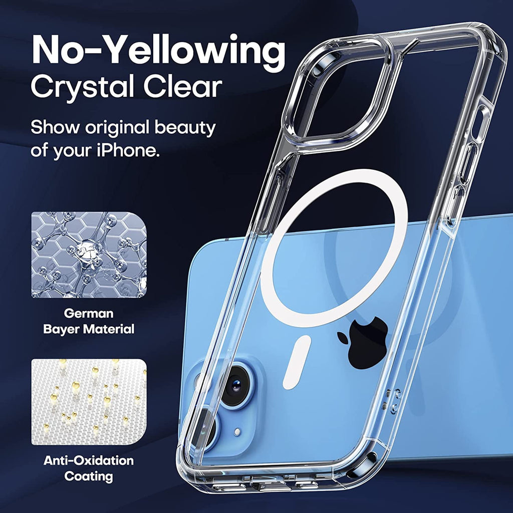 Entronix Bundle Compatible with iPhone 15 - [Magnetic] Clear Case, 2 Clear Screen Protectors & 1 Metallic Camera Lens Protector