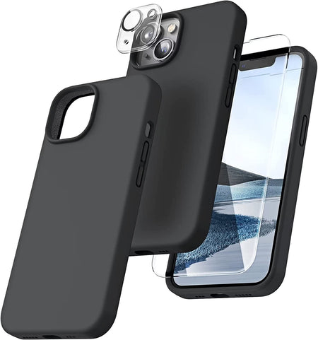 Entronix Apple iPhone 13 Mini 3-in-1 Bundle - Liquid Silicone Case, 1 Clear Screen Protector & 1 Camera Lens Protector, - Entro Retail