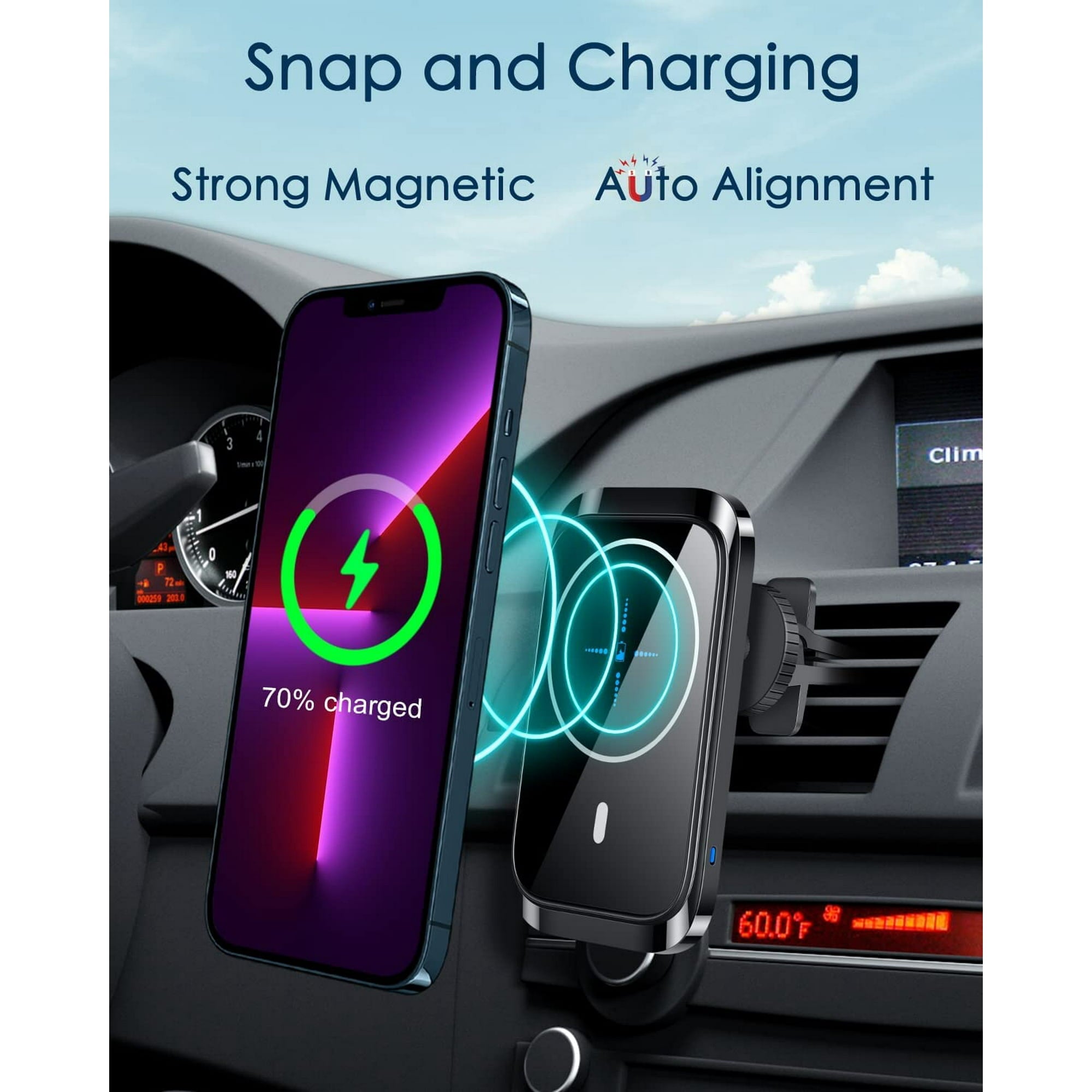 Entronix [Magnetic] Suction Cup Car Phone Holder - Fast Wireless Charging