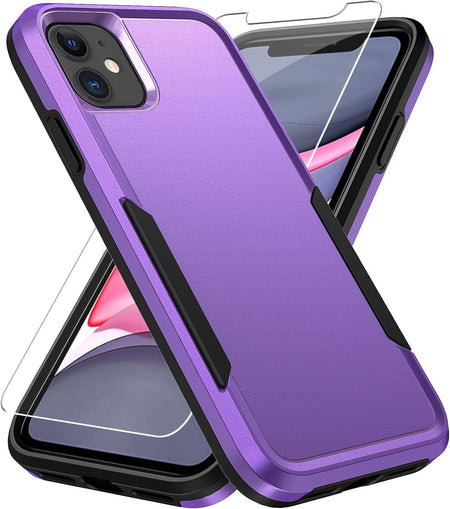 Entronix Heavy Duty Case Designed for Apple iPhone 11 with 1Pc Tempered Glass Screen Protector, Shockproof Dropproof Anti-Scratch Cover - Entro Retail