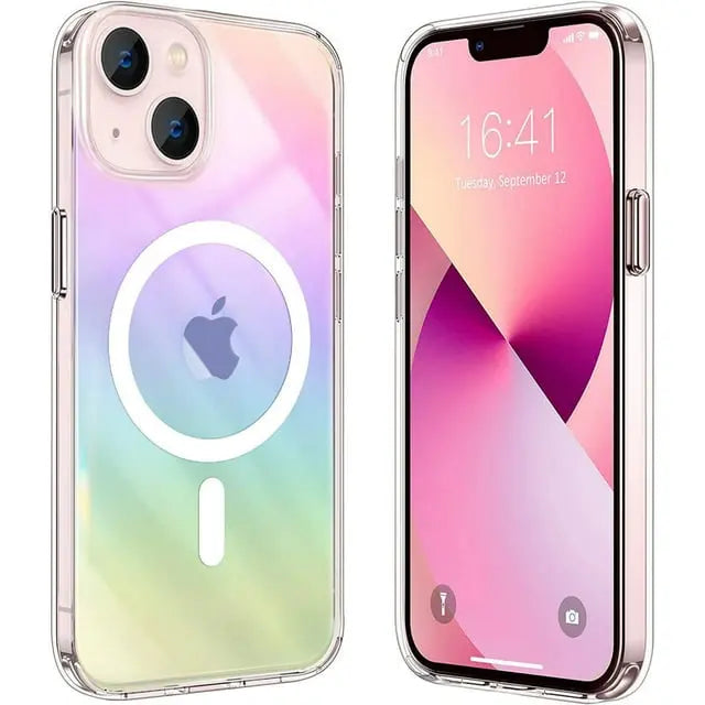 Entronix Holo Clear Case for Apple iPhone 13, [Magnetic-Compatible] Rainbow Iridescent Bumper Cover - Entro Retail