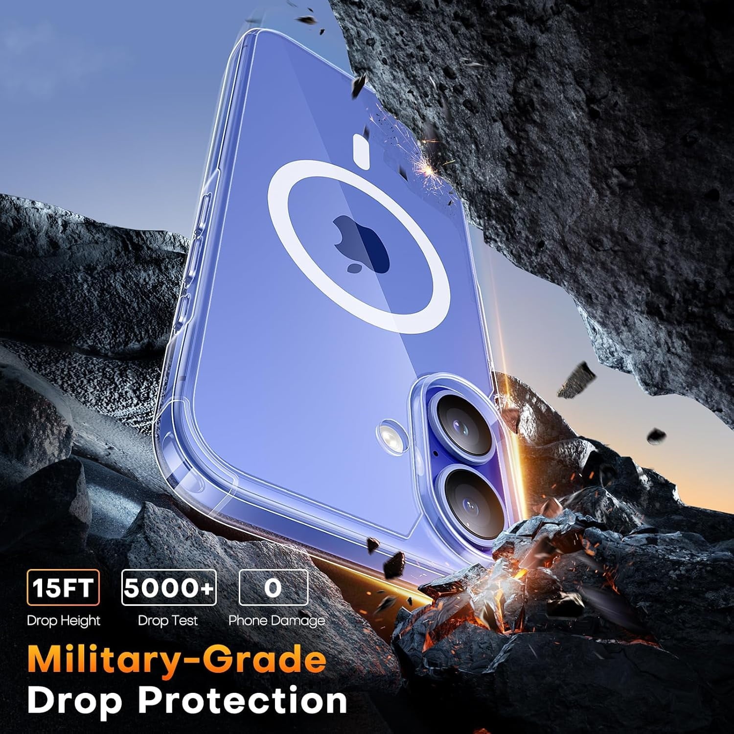 Entronix Bundle Compatible with iPhone 16 Plus - [Magnetic] Clear Case, 2 Clear Screen Protectors & 1 Metallic Camera Lens Protector