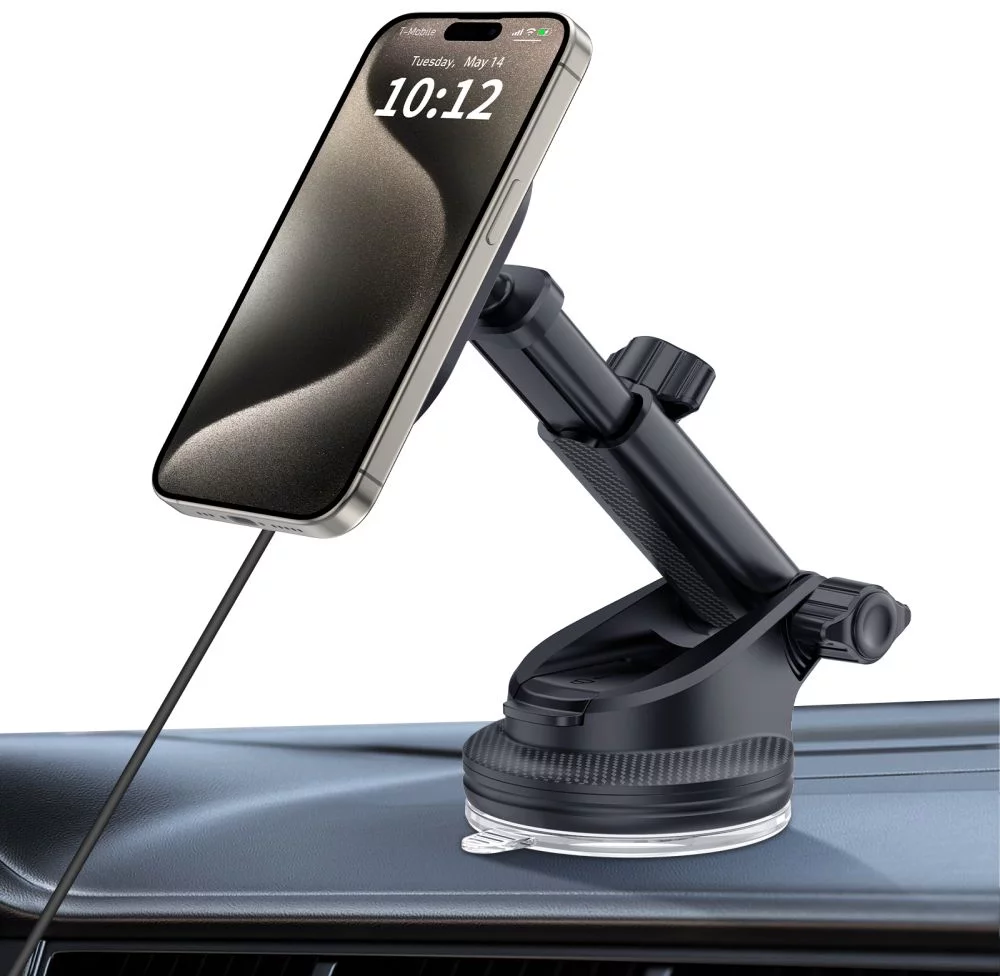 Entronix [Magnetic] Car Mount – Wireless Charging Holder, AC Vent or Suction Cup Style