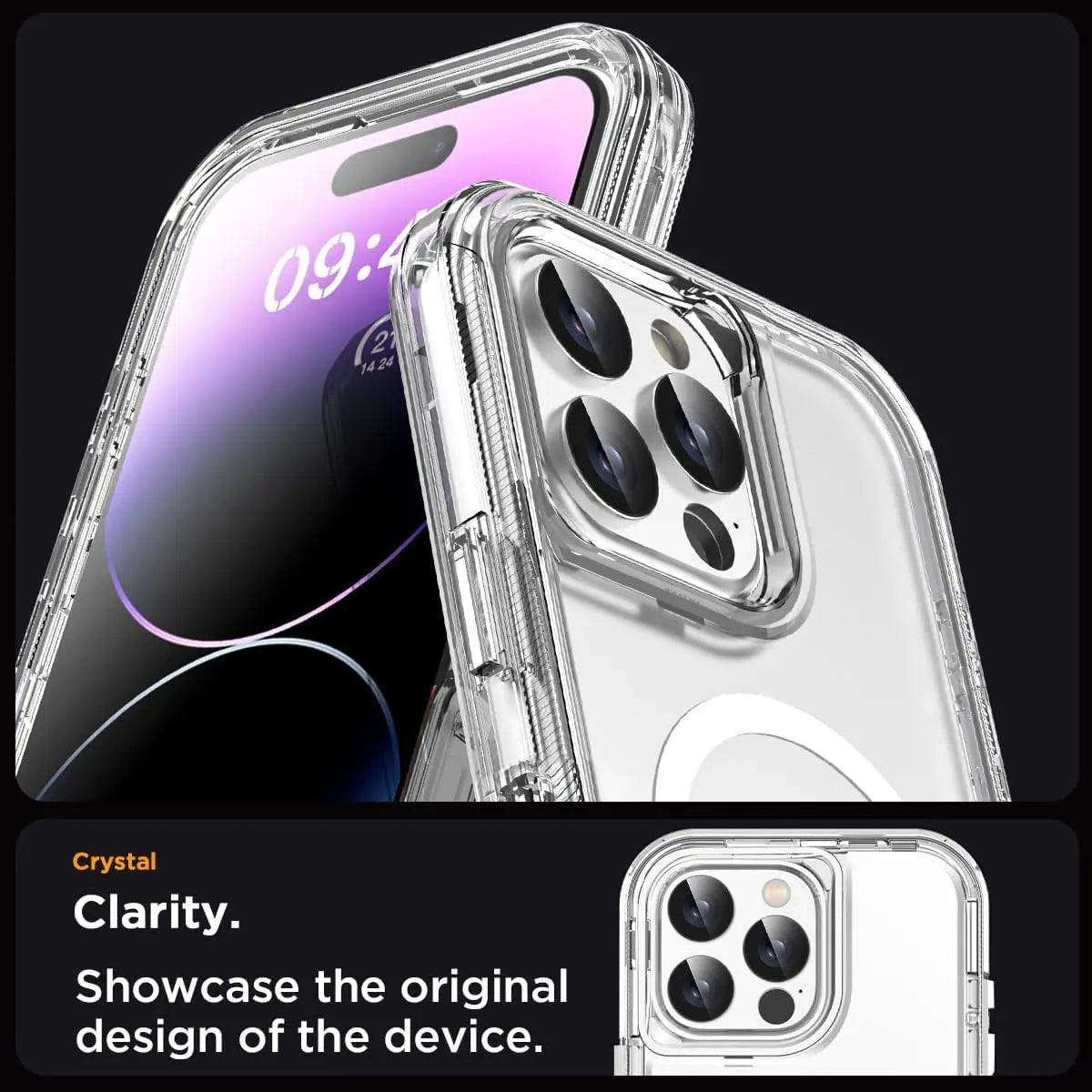 Entronix [Magnetic] Case Compatible with iPhone 15 Pro - [Clear] Triple-Layer Heavy Duty Protection - Entronix