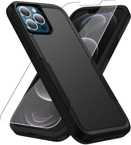 Entronix Heavy Duty Case Designed for Apple iPhone 13 Pro Max with 1Pc Tempered Glass Screen Protector, Shockproof Dropproof Anti-Scratch Cover - Entro Retail