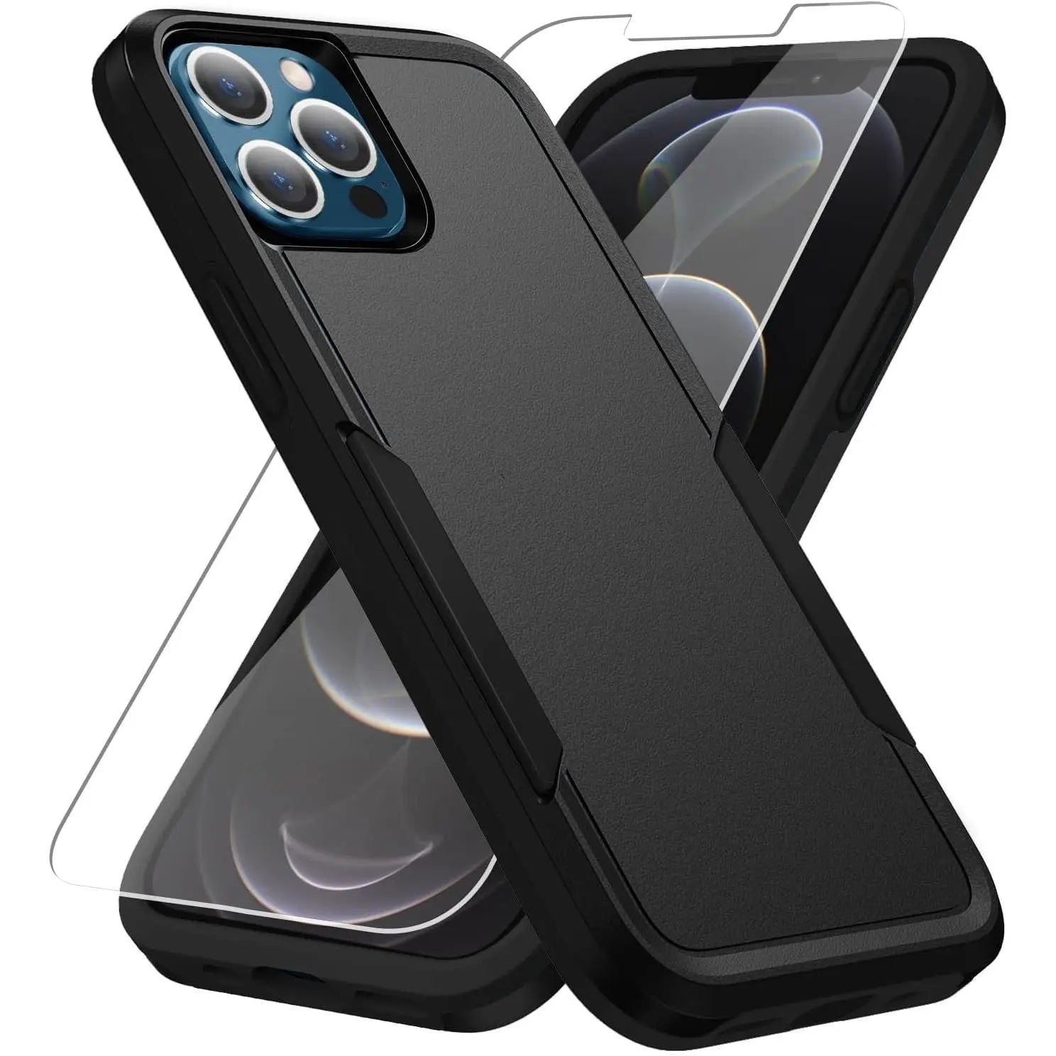 Entronix Heavy Duty Case Designed for Apple iPhone 15 Pro with 1Pc Tempered Glass Screen Protector, Shockproof Dropproof Anti-Scratch Cover - Entro Retail